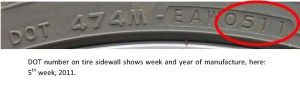 DOT number on tire sidewall